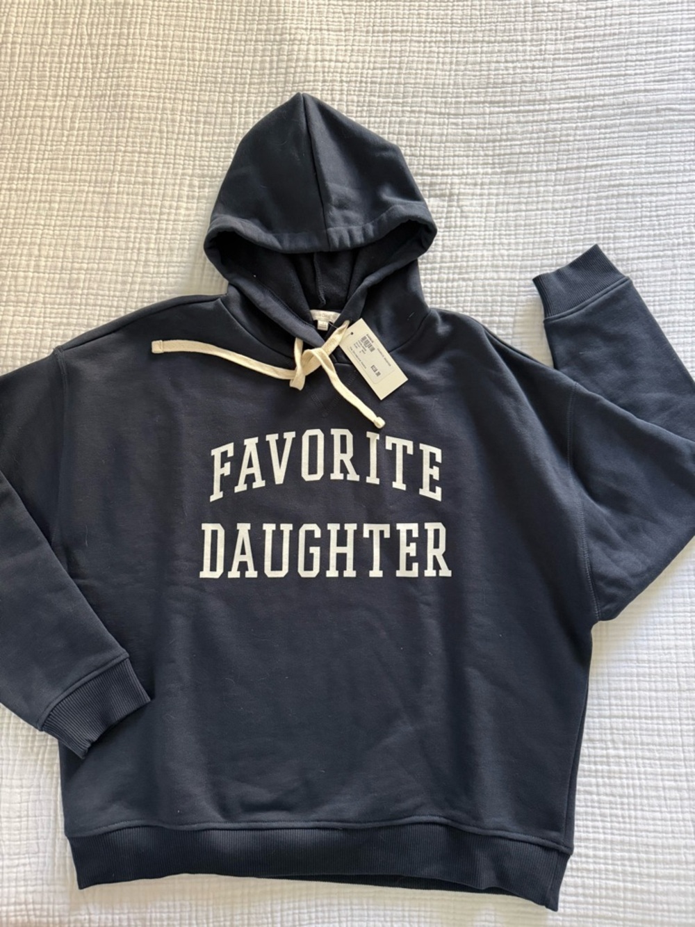 Favorite Daughter Navy Blue Hoodie with White Lettering